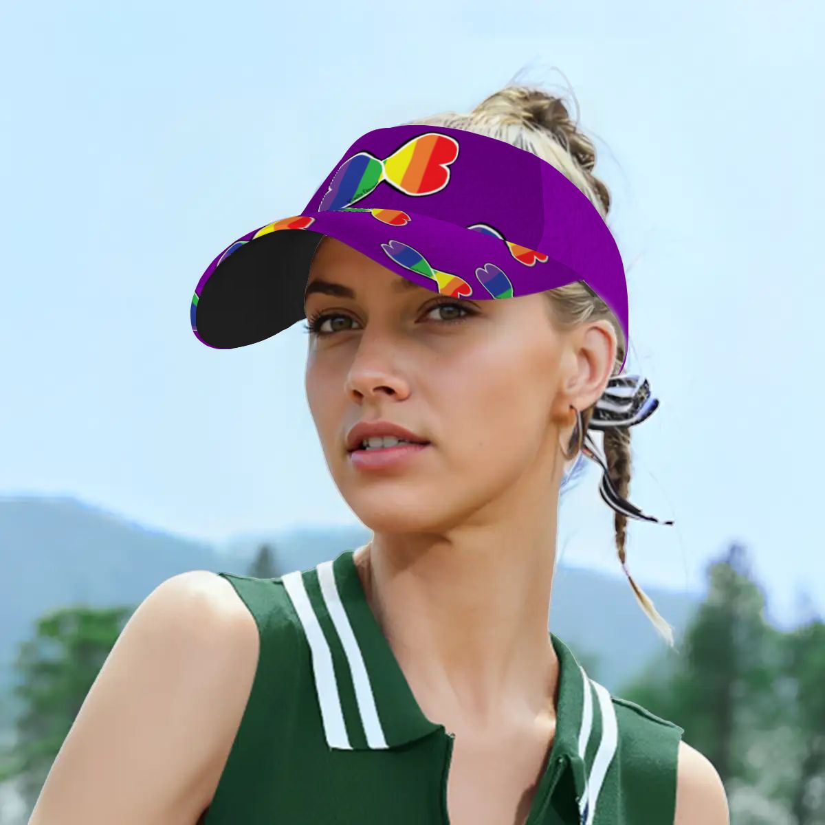 Double Hearts Visor - Purple
