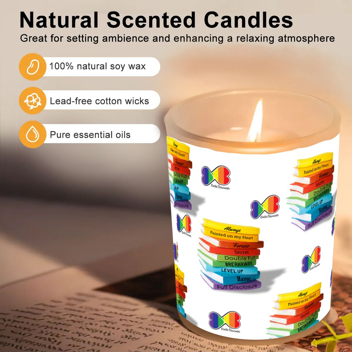 Double Hearts Frosted Jar Scented Candle with Lid (6oz)