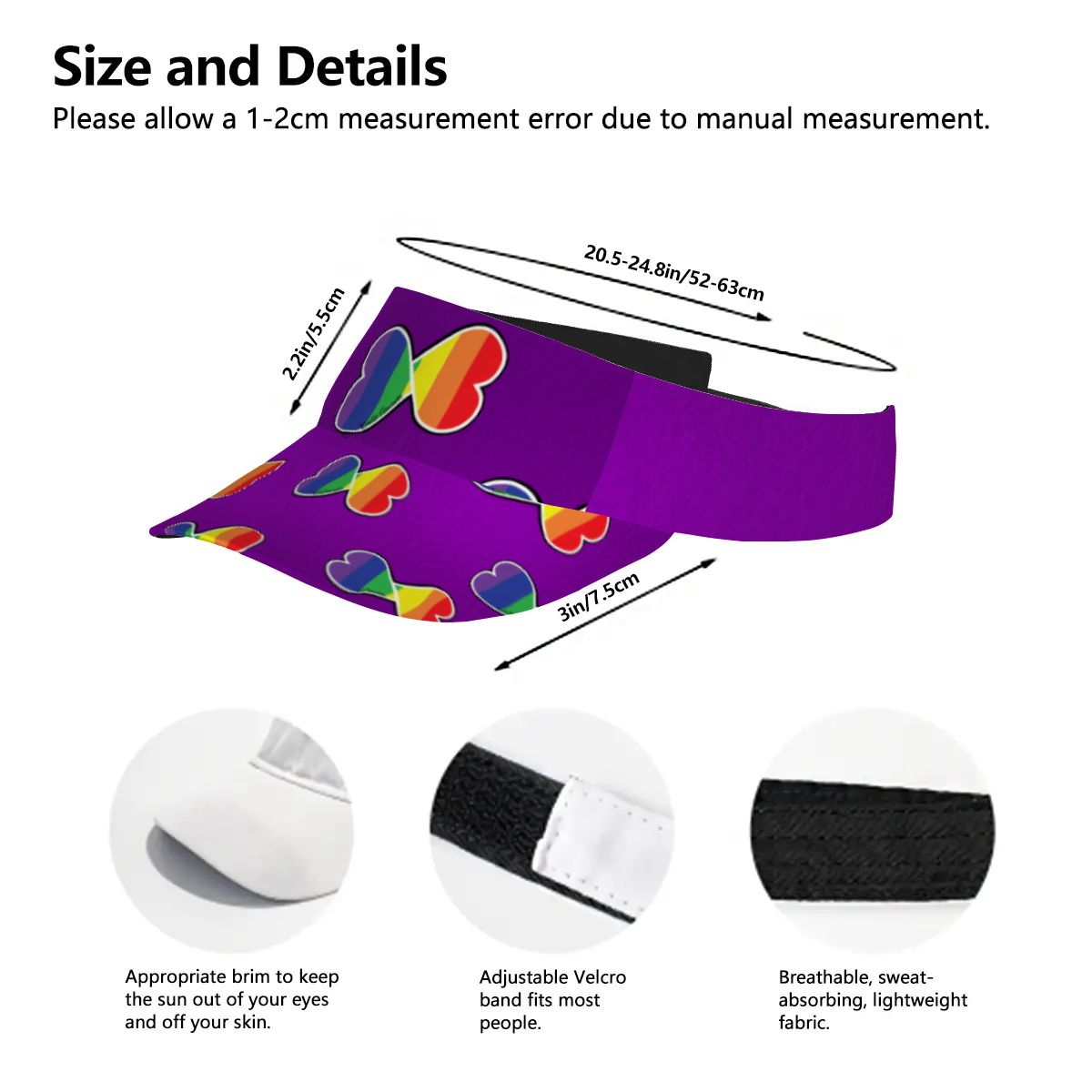 Double Hearts Visor - Purple